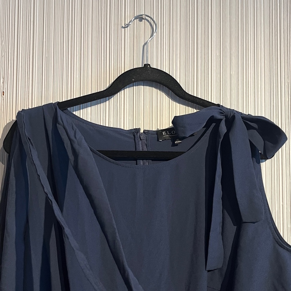 Plus size Eloquii blue dress w/ cutout shoulders & bow detail - Picture 7 of 7